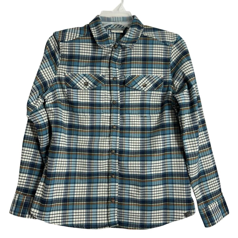 L.L Bean Womens Blue Plaid Button up Long Sleeve Shirt size Small